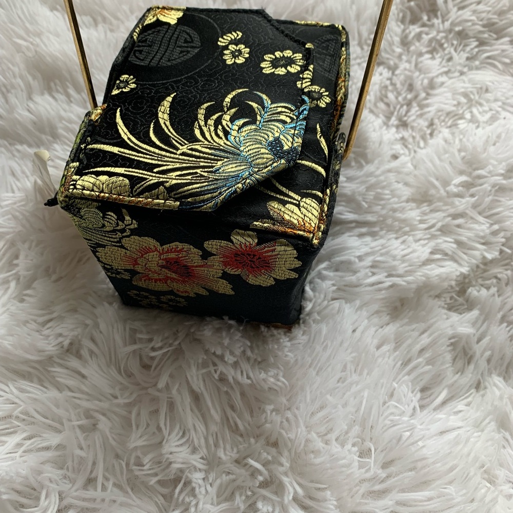 Black brocade Chinese takeout purse